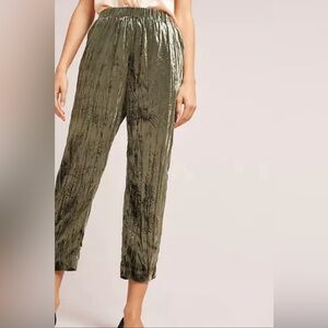 🚨LAST CHANCE🚨Ett Twa by Anthropologie Crushed Velvet Pant emerald green size xs